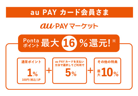 au PAY マーケットで最大16％ポイント還元